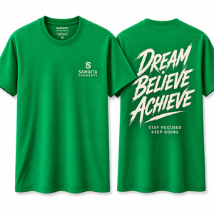 เสื้อยืดแขนสั้นสีเขียวสำหรับผู้ชาย ยี่ห้อซังกิตา คอโอ ทรงปกติ แห้งเร็ว สวมใส่สบาย ผลิตจากผ้าฝ้าย 100% - Product Image 1