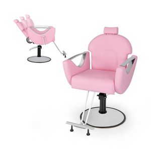Poltrona da Barbiere Ergonomica Girevole a 360 Gradi con Pompa Idraulica, Leggera, Rosa, Arredamento per Salone, Ideale per Scuole - Product Image 1