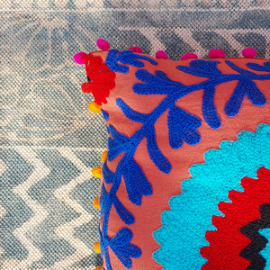 High Quality Handmade Square Indian Cotton Suzani <b>Pillow</b> Cover Floral Embroidery Decorative Water Resistant Home Decor Covers - Product Image 2