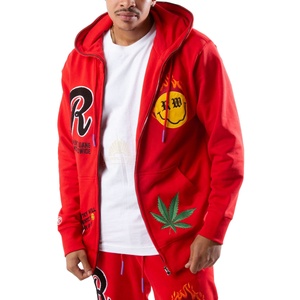 Sudadera con capucha personalizable de 100% algodón mezclado con cremallera de cara completa para hombres de gran tamaño pesado GSM manga larga transpirable cremallera completa con capucha - Product Image 2