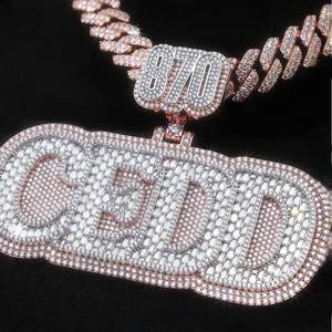 Men Charms Jewelry Iced Out Custom Hip Hop Pendant Lab Diamond 925 Sterling Silver VVS Moissanite Name Letter Initial Pendant - Product Image 3