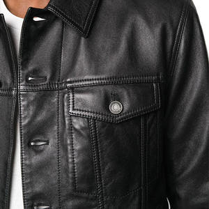 Men's 100% Polyester Thick Leather Jacket Stand Collar <b>Covered</b> <b>Button</b> Patchwork Design Windproof Breathable Cotton Filled High - Product Image 6