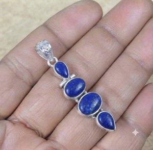Pendentif en Lapis Lazuli Naturel, Argent Sterling 925, Fait Main, Collier avec Pendentif en Pierre Précieuse, Vente en Gros de Bijoux - Product Image 1