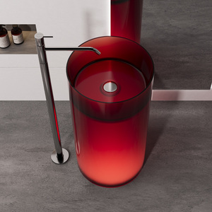 Lavabi da Bagno Moderni in Resina Cristallina Trasparente, <span class=keywords><strong>Vasca</strong></span> da Bagno in Pietra Resina con Design a <span class=keywords><strong>Vasca</strong></span> Rotonda per Hotel - Product Image 6