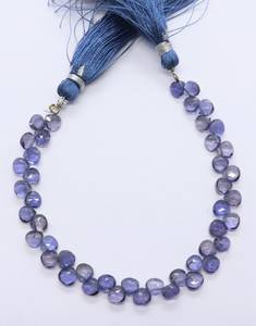 Perles de pierre précieuse Iolite naturelle facettée en forme de cœur, 4,5x5 mm, 8 pouces, pour la création de bijoux - Product Image 5