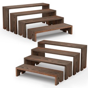 Aqdus Saleem MWS-T3RC Hand-Carved for <b>Wood</b> Rectangle Tiered Cake Stand <b>Rustic</b> Display Riser Wholesale - Product Image 1