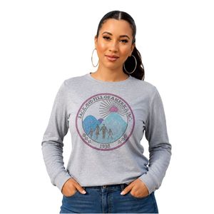T-shirt gris à manches longues et col rond avec motif en strass, haut décontracté pour tous les jours, streetwear, style de vie, vêtements confortables - Product Image 1