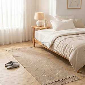 Modern Style Boho Rug 2x3 Rectangle Pastel Color Handloom Non Slip Flat <b>Weave</b> Durable Bedroom Floor Rugs With Fringes - Product Image 1