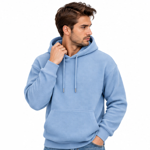 Sweat à capuche pour homme en tricot gaufré à manches longues, thermique, décontracté, streetwear, hiver, sport, gym, personnalisable, vente en gros - Product Image 4