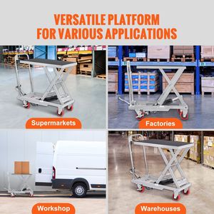 Carrello Elevatore Idraulico Manuale a Forbice Singola, Capacità 227 kg, Altezza di Sollevamento 72,4 cm, 4 Ruote Antiscivolo in PA, Nuovo, 100 kg - Product Image 6