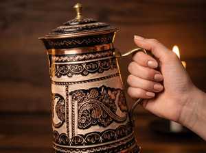 Jarra de Metal de Cobre Vintage para Promoción, Reduce tu Ingesta de Azúcar y Disfruta de tu Salud, Taza Decorativa para Mesa de Comedor para Restaurante y Hotel - Product Image 2