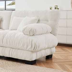 Divano Cloud a 2 Posti in Ciniglia per Soggiorno, Include 2 Cuscini Lombari e 2 Cuscini Decorativi - Product Image 4