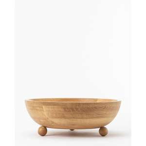 Bol de service en bois sur pied, décoratif, écologique, léger, portable, artisanal, rond, pour la décoration de table - Product Image 1