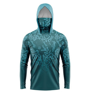 Camisetas de Pesca de Manga Larga con Protección UV, Camisetas de Pesca UPF Personalizadas para Hombre con Capucha y Protector de Cuello - Product Image 3
