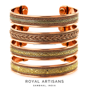 Bracelet manchette magnétique en cuivre réglable Mode Royal Artisans Thérapie naturelle pour la rigidité articulaire Bracelets promotionnels - Product Image 3