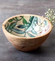 Mangohouten moderne luxe serveerschaal groot wit emaille binnenwerk citrus fruit citroen sinaasappel print design milieuvriendelijk vaatwasserbestendig