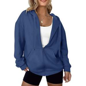 Sudadera con capucha extragrande premium para mujer, con cremallera, de felpa francesa, 100% algodón, para invierno, manga larga, deportiva. - Product Image 3