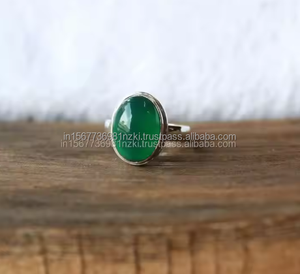 Anillo de diseñador bohemio de Plata de Ley 925 de alta calidad, hermoso anillo de regalo de aniversario hecho a mano con piedras preciosas de ónix verde - Product Image 4