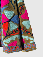Veste en velours brodée de fleurs, col mandarin, manches longues, grande taille, vêtements d'automne pour femmes
