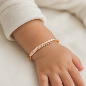 18K Rose Gold Diamond Tennis <b>Bangle</b> <b>Bracelet</b> for Women High Polish Elegant Minimalist Fine Jewelry Wedding Party Gift Wear - Product Image 1