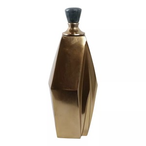 Vase de table moderne Desert Gold, design géométrique fait main, finition dorée, pièce d'art décorative - Product Image 1