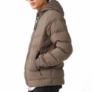Blouson matelassé à capuche pour homme, coupe-vent, fermeture éclair, manteau d'hiver décontracté, couleur unie, rembourrage polyester, coupe régulière 2026 - Product Image 2