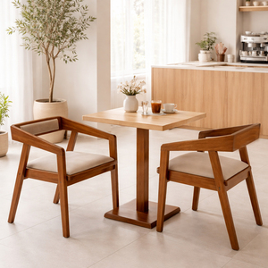 Chaise de salle à manger Rania en teck massif de haute qualité, style scandinave minimaliste, pour restaurant, appartement, hôtel, vente en gros - Product Image 4