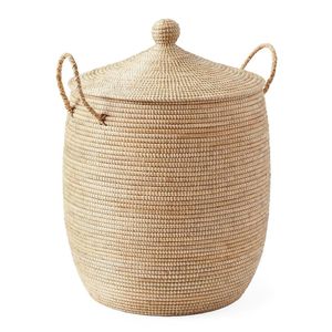 Minimalist Style Seagrass <b>Laundry</b> Hamper Collapsible Woven <b>Wicker</b> Kitchen Storage Organization For Home Organization - Product Image 2