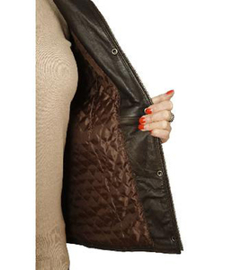 Hot Selling Women's Solid <b>Leather</b> <b>Jacket</b> Plus Size <b>Winter</b> Breathable Windproof Cotton Filling Zipper Closure Front Customizable - Product Image 5