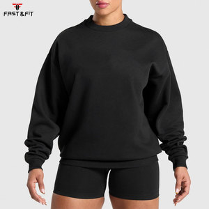 Sweat-shirt à capuche surdimensionné en molleton respirant avec logo personnalisé, pour femmes, style streetwear, idéal pour l'entraînement, en coton épais - Product Image 1