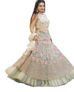 FULPARI Pretty Long Lace Wedding Dress Plus Size Wedding Lehenga Women Fashion Casual Print Bride Floral Beach OEM Train 2024