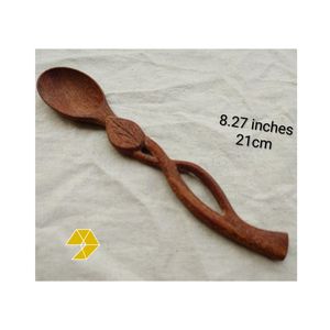 Cuillère à thé en bois sculptée à la main avec motif de feuille, 16-20 cm, style chinois traditionnel, cuillère de service écologique, vente en gros - Product Image 5