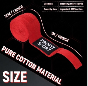 PROFIT SPORT - Vendas de Boxeo Rojas, Material de PVC, Soporte Ajustable para Muñeca, Vendaje Protector, Par para Levantamiento de Pesas, Unisex - Product Image 2