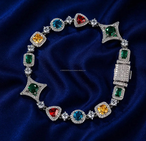 <b>Men</b> Multi colour 925 Silver Link Chain Tennis Bracelet Luxury Hip Hop Jewelry Engagement Gift Silver Wedding For Woman bracelet - Product Image 4