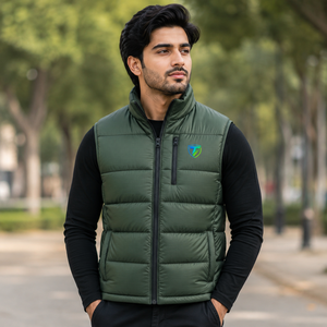 <b>Men</b> <b>Thermal</b> Puffer Vest Lightweight Quilted Material Warm Insulation Water Resistant Fabric Full Zip Closure Outdoor Sportswear - Product Image 1