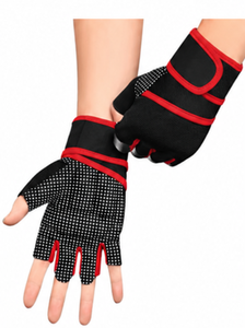 <b>Half</b> Finger PU Gym Gloves Mesh Breathable Anti <b>Slip</b> Adjustable Wrist Strap for Weight Lifting Unisex - Product Image 3