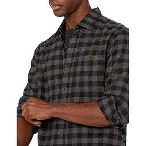 Camisa de Franela a Cuadros Verde para Hombre, Manga Larga, Cuello Camisero, Informal, de Algodón, para Trabajo, Cuello Clásico, para Otoño - Product Image 4