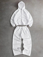 Ensemble de survêtement décontracté imprimé à capuche, 100 % coton, tissu léger, veste à manches longues, pantalon à taille élastique, confortable