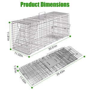 Trampa Humana para Gatos y Mapaches con Cubierta Impermeable, Jaula Plegable de Alambre Galvanizado con Guantes para Captura y Liberación de Animales Vivos, Jaula para Mascotas - Product Image 5