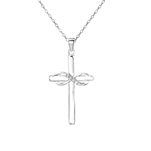 Elegante Collar con Colgante de Cruz de Plata 925 con Diseño Infinito de Moissanita, Bañado en Rodio, para Ceremonias Religiosas, Unisex - Product Image 1