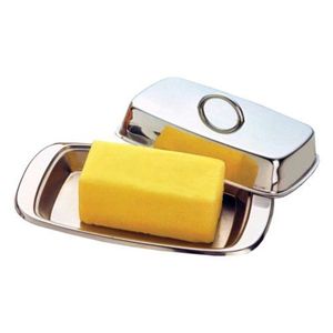 Vente en gros de beurrier en métal de luxe avec assiette en céramique, boîte à beurre argentée, porte-beurre de style européen avec poignée, rangement pour beurre - Product Image 6