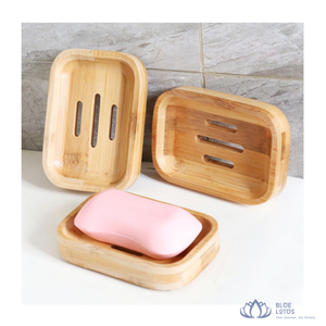 Soporte de Jabón de Bambú Ecológico Moderno, Bandeja de Almacenamiento de Madera para Baño y Ducha, Diseño Loto Azul, ¡VENTA CALIENTE! - Product Image 1