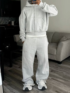 Ensemble de survêtement coréen pour femme, deux pièces, personnalisé, de haute qualité, en coton 100%, poids moyen 220g, avec sweat à capuche à cordon et pantalon de jogging, idéal pour l'automne - Product Image 3