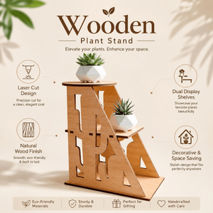 Soporte de madera para plantas, soporte para macetas de interior, estante moderno para plantas con corte láser para sala de estar, balcón, dormitorio, oficina, decoración del hogar - Product Image 4