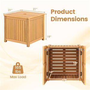 Tavolino da Esterno 2-in-1 in Legno Massello di Acacia con Vano Portaoggetti e Foro per Ombrellone, Ideale per Patio e Bordo Piscina - Product Image 5