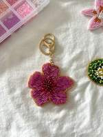 TIMELESS CRAFT Breloque Lumineuse Artisanale Écologique Classique en Verre Perlé avec Broderie Fleur d'Hibiscus 3D de Haute Qualité et Emballage Personnalisé