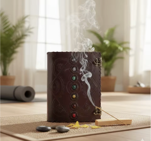 Diario de Cuero Hecho a Mano con Diseño Medieval de Siete Chakras, Libreta de Oficina y Cuaderno Universitario con Cierre para Poesía, Yoga y Mindfulness - Product Image 6