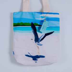 Bolso Tote Casual Maakana Grey Heron de Lona Reutilizable con Cierre Abierto - Product Image 1