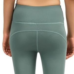 Women's Sage Green High Waist Capri <b>Leggings</b> <b>Knee</b> <b>Length</b> Stretchy Fitted Athletic Pants for Yoga Workout Running Fitness - Product Image 4