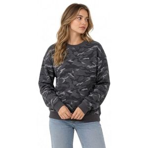 Sudaderas de algodón para mujer con estampado de camuflaje oscuro, cuello redondo, forro polar grueso, corte holgado y manga larga - Product Image 2